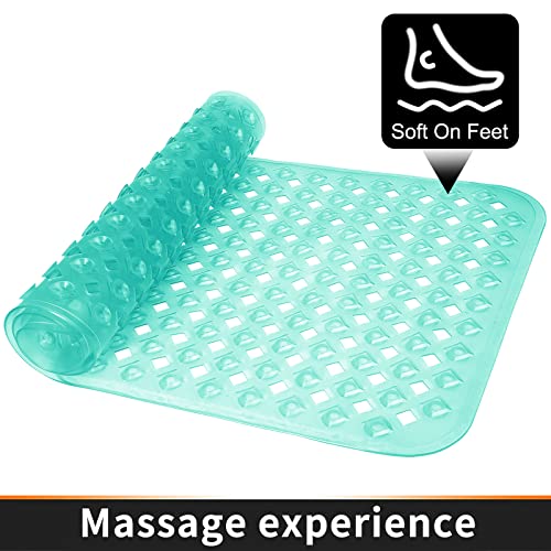 Yimobra Bathtub Mat Non Slip, Shower Mat with Strong Suction Cups & Drain Holes, 27.5"X15.5", Anti Slip Bath Tub Mat for Inside Shower, Machine Washable Fast Drying, Bathroom Essentials,Clear Green - color: Clear Green, size: 27.5 X 15.5 Inch