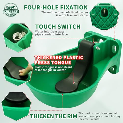 Automatic Livestock Waterer Bowl Plastic Cow Water Troughs ﻿ | Easy Install Wall Mount Cattle Drinking Bowl for Cow Cattle Horse Sheep Goat Pig Calf Outdoor Farm Water Trough