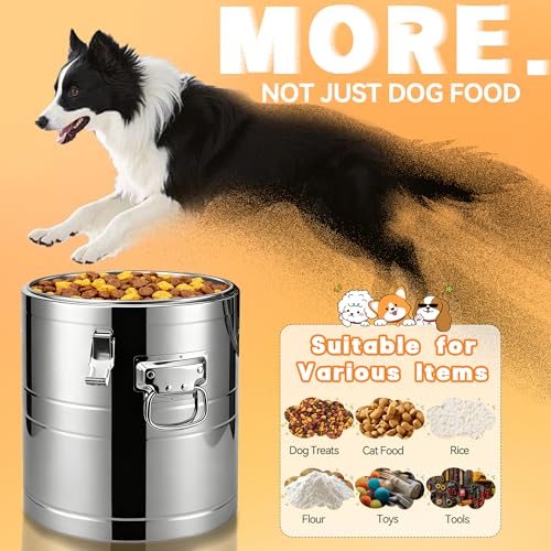 UPSKYPET35lb Dog Food Storage Container, Airtight Stainless Steel | Extra Large Capacity, Rust-Proof, Moisture-Proof, Deters Pets from Opening & Stealing Food, Easy to Clean, Keeps Food Crispy - size: 35lb