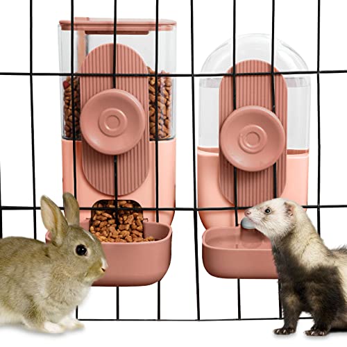 Rabbit Feeder, Bunny Water Bottle Dispenser, Pet Ferret Cage Food Bowl - color: Brown