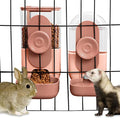 Rabbit Feeder, Bunny Water Bottle Dispenser, Pet Ferret Cage Food Bowl - color: Brown