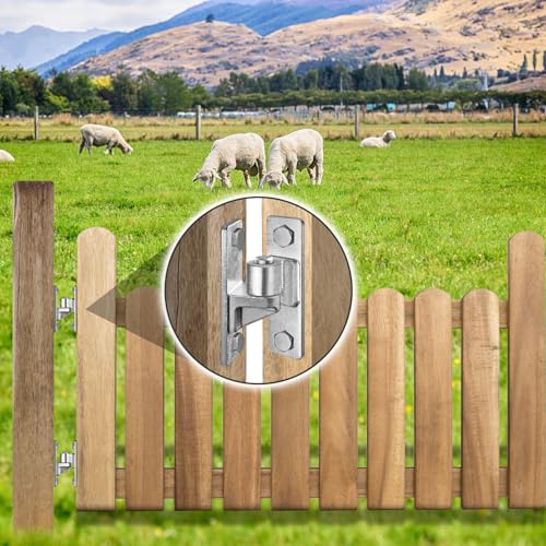 4.9" Heavy Duty Gate Hinges, Wall Mount Female Male Hinges | 2 Pairs, Hot-Dip Galvanized Finish, Provides Stable Support, Smooth Opening and Closing for Wooden Fences and Farm Gates - color: Silver2, 2 Pack