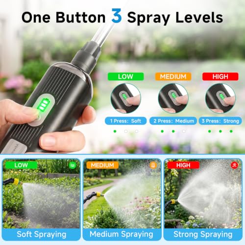 Battery Powered Garden Sprayer 2 Gallon, 7.4V Rechargeable Weed Sprayer with 3 Pressure Mode, 5 Spray Nozzles, Telescopic Wand, Battery Indicator, Adjustable Strap for Lawn Garden, Blue - color: Blue