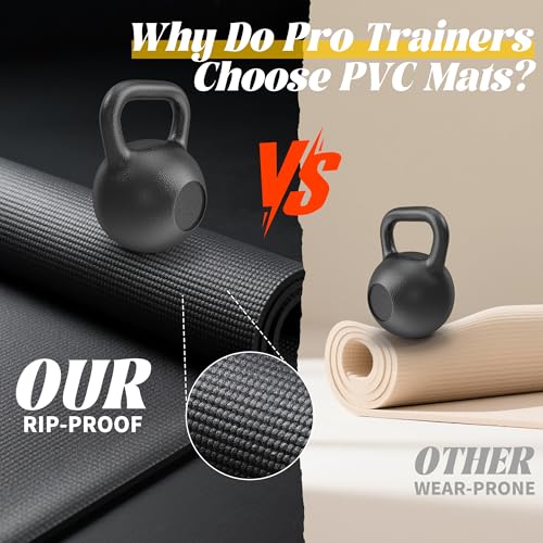 VTORY Extra Thick Large Exercise Mat, 8mm PVC Large Workout Mat 7x5/6x4 | Non-Slip, Ultra Durable, Heavy-Duty, Shoes-Friendly, High-Density, Large Yoga Mat for Home Gym, Cardio, Strength, HIIT, MMA - size: 7'x5'x8mm