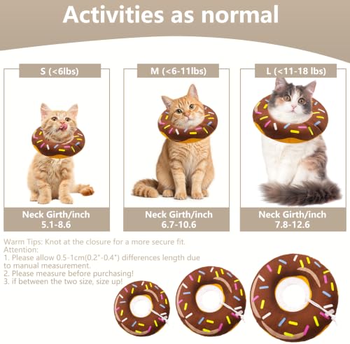 Cat Cone Collar Soft, Adjustable Cat Recovery Cone (Brown, L) | Stop Licking, Cute Kitten Donut Collar After Surgery, Elizabethan Collars for Kittens, Lightweight Cats Neck Cones - color: Brown, size: Large