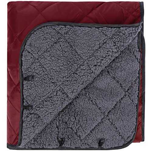 REDCAMP Large Warm Blanket with Sherpa Lining, Cold Weather Outdoor Blanket Windproof for Camping Stadium, Machine Washable 79"x 79" Red | Cold Weather Warm Thick Outdoor Blanket Comfy Foldable & Windproof for Camping Stadium,Car,Picnics,Pet,Trip,Machine