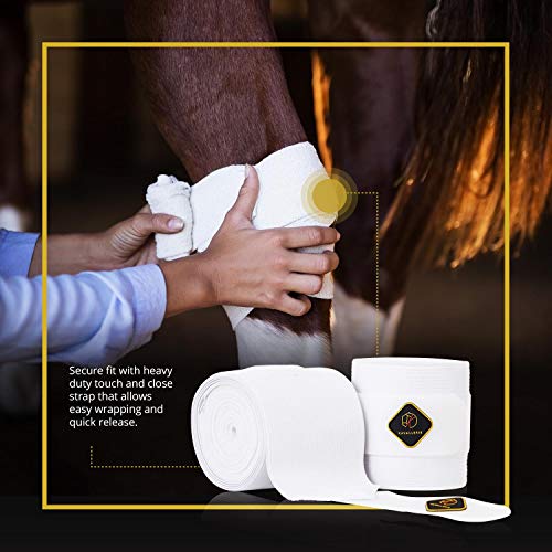 Elastic Fleece Bandages for Horses, Non- Slip and Snug fit Breathable Material for Injury Protection and Superior Legs Support, Stocking up Solution - White - (2 Units Per Pack) - color: White, size: 2 Pack