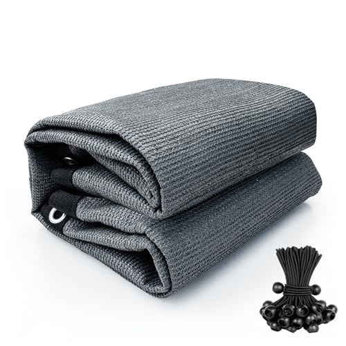 Shatex 90% Sun Shades for Patios 6X 10 ft Shade Fabric Sun Shade Cloth Taped Edge with Grommets Sun-Block Mesh Shade for Pergola Cover Canopy Grey, 12 Bungee Balls - color: Gray, size: 6x10ft