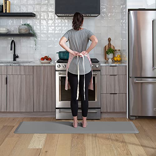 NewLife by GelPro Anti-Fatigue Nonslip 1/2" Thick Hard Floor Utility Mat for Garage, Patio and Kitchen, 20" x 72", Leather Grain Grey - color: Leather Grain Grey