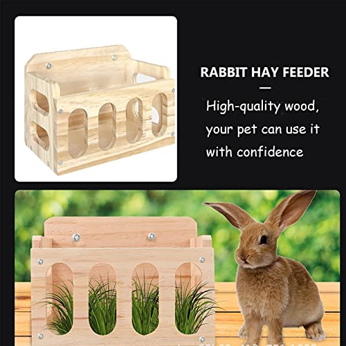 Rabbit Hay Feeder Wooden Hay Rack Guinea Pig Hay Holder Less Wasted Hanging Hay Feeder for Bunny Chinchillas Guinea Pig Small Animal Supplies