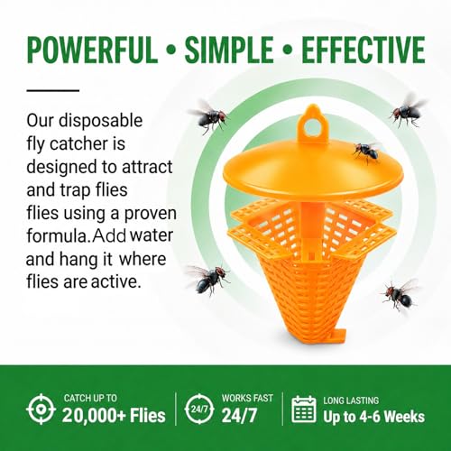 Fly Traps Outdoor 9 Pack, Add Water Outdoor Flying Insect Trap Fly Traps, Portable Disposable Fly Catcher for Backyard, Ranch, Farm, Barn, Patio, Garbage Areas