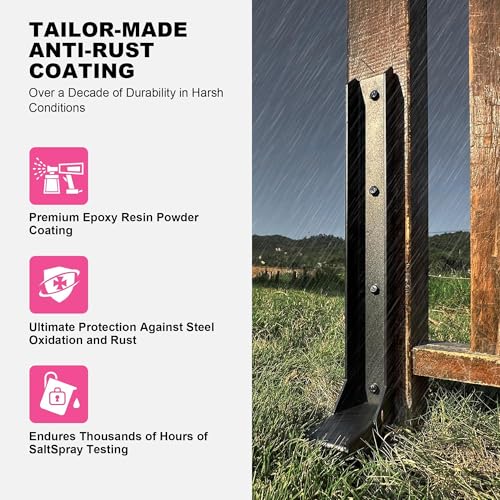IRONBABE 33.62" Fence Post Repair Kit, Fix Broken 4x4/6x6 Wood Posts, 4Pack | Heavy Duty Steel Anchor Ground Stakes, Thickened 11-Gauge, Heavier at 5.47lb, One-Piece, Easy Install, Powerful Support - size: AS1-4Pack 35.18x7.06x5.37"