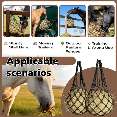 2 PCS Hay Net for Horses, 40" Slow Feed Hay Bag | Regulate Intake, Improve Digestion, For Horses Goat Sheep