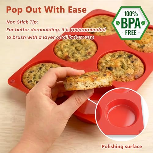 Redfly Silicone Egg Molds for Breakfast Sandwiches 3 Pcs, Non Stick 3 Inch Egg Bites Baking Pans, Silicone Muffin Pans for Baking, Round Muffin Top Pan for Whoopie Pie Pan, Tarts, Quiche - size: 3pcs: 3 inch Regular