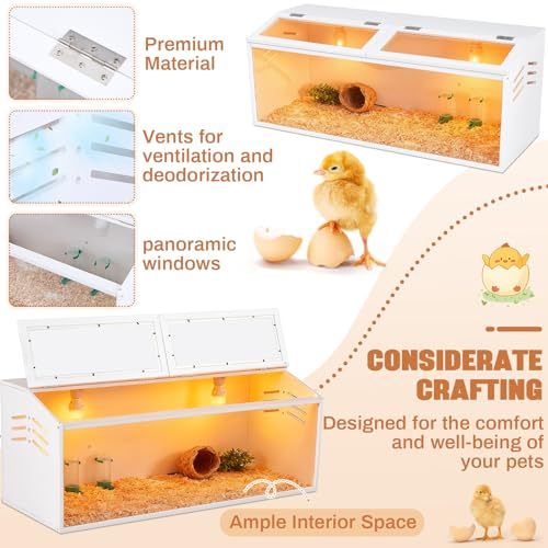 CroBlissful 40 x 16 x 16 in Brooder Box for Chicken Quails Stand Sliding Door, Bulb Set and Feeder, Indoor Chicks Coop Brooder Box Kit, for Ducks, Hamsters, Lizards, Mice, Rat (Table Legs, White) - color: White, size: 40 x 16 x 16 in, style: Table Legs