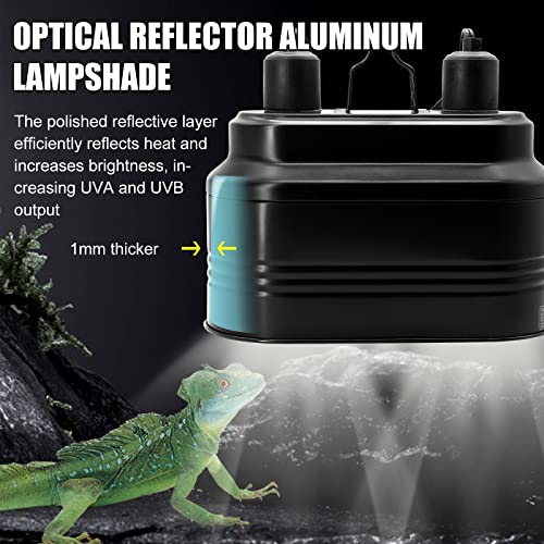 MECESOR Dual Reptile Lamp Fixture with Independent Switches, UVB & Basking Bulb Holder for Glass Terrarium Habitat - Reptile Light Fixture for Bearded Dragons,Turtles,Snakes & Lizards - size: Reptile Light Fixture with Separate Line Switches