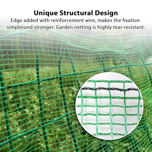 Safety Fence 4ft x 100ft, Heavy Duty Plastic Mesh Temporary Fencing with 50 Zip Ties, 0.6in Tight Mesh, Rope-Reinforced Edge & Top Rope for Garden Construction Snow Deer Animal Barrier, Green - size: 4'x100'