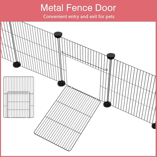 VISCOO 20 Panels Small Animal Playpen, 48" x 24" x 16" Rabbit Cage | Guinea Pigs Cages with Waterproof Mat, C&C Cage for Guinea Pigs,Bunny/Puppy/Pen Indoor Outdoor Portable Metal Fence - color: Black, style: 20 Panels - 48"L x 24"W x 16"H
