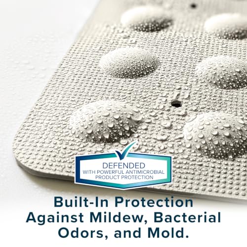 SlipX Solutions 21"x21" Mildew Resistant Non Slip Shower Stall Mat, Tan | Soft Durable Rubber Underfoot, Product Protection, 140 Power Grip Suction Cups, Center Drain Hole - color: Tan