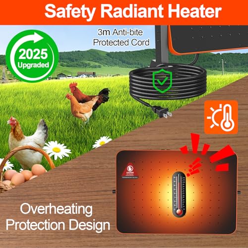 LQTTEK Chicken Brooder Heater,200 Watts Smart Chicken Coop Heater with Overheating Protection,Poultry Brooder for 24 Chicks with Timer & Temp Controllers,Large Egg Incubator with Heater,UL-Compliant