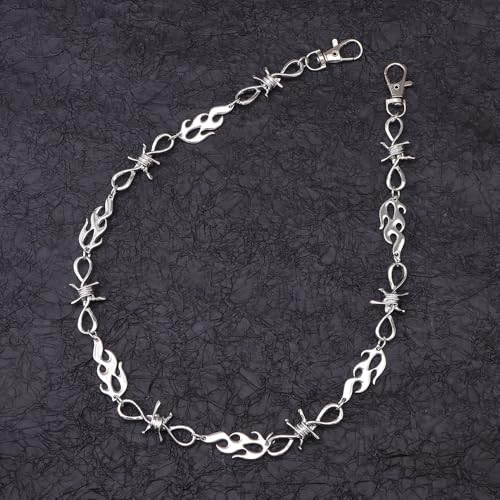Pants Chains Layer Metal Chain Waist Wallet Keychain Jeans Chains for Men Women Daily Wear - color: Flame Chain