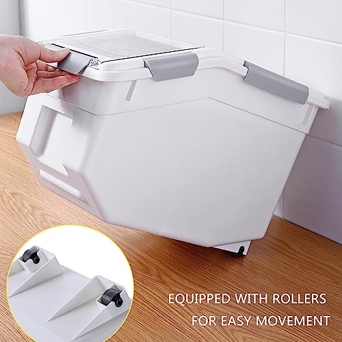 30lb Food Storage Container with Scoop with Handle & Wheels, 2 Pack | Plastic Kitchen Pantry Organization for Rice Flour Pet Food Cereal Baking Supplies Dispenser Storage - color: 2 pack- 30 lb
