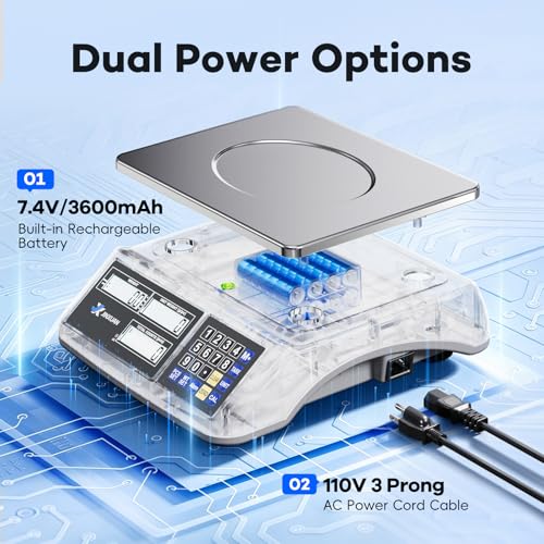 Counting Scale 88lb/40kg x 0.5g Industrial Scale lb/oz/g/kg Digital Parts Scale with Dual LCD Display, Rechargeable Inventory Scale for Small Parts Coins Pieces Tickets, Precision Gram Scale - style: 40kg x 0.5g with 3 Displays