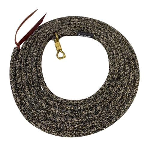 22 Foot Line Ground Training Rope - Strong Everyday Use All-Purpose Large Horse Lead Rope with Loop & Latigo Popper | 9/16" Diameter Smooth Yachting Braid, Vaquero - color: Vaquero