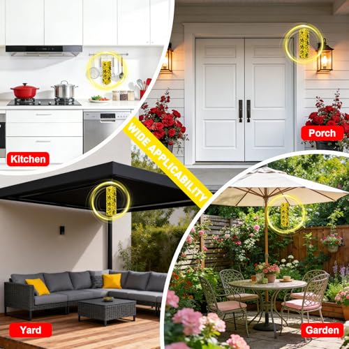 8 Pack Sticky Fly Traps for Indoor Outdoor with Hanging Hook | Odorless Yellow Super Sticky Hanging Flies Catcher, Fly Stick for Mosquito Aphids Wasp Fungus Gnats for Home Farm Ranch - size: 8 pack