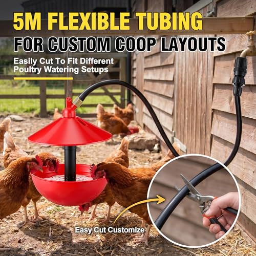 Automatic Poultry Waterer System with Tubing | Complete Watering System, Automatic Refill, Poultry Coop Supply, Easy Setup
