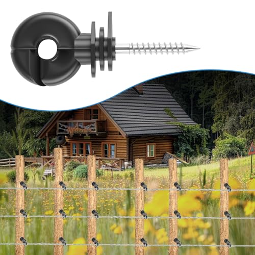 120PCS Electric Fence Insulator Screw,Insulator Fence Ring Post Wood Post Insulator and 1 Pc Insulator Socket Tool(Black)