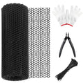 Plastic Chicken Mesh 1.3ft x 33ft (15.7" x 360") Chicken Fencing | Black Chicken Wire Mesh with Gloves Zip Ties Scissors Floral Chicken Wire Ideal for Poultry Fencing