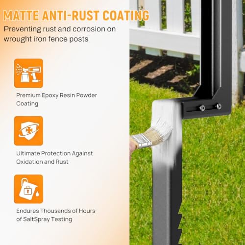 2PCS Fence Post Repair Kit with Serrated Design & Adjustable Width | Heavy Duty Black Coated Anchor Ground Spike for Repair Tilted or Broken 4x4/6x6 Wooden Posts