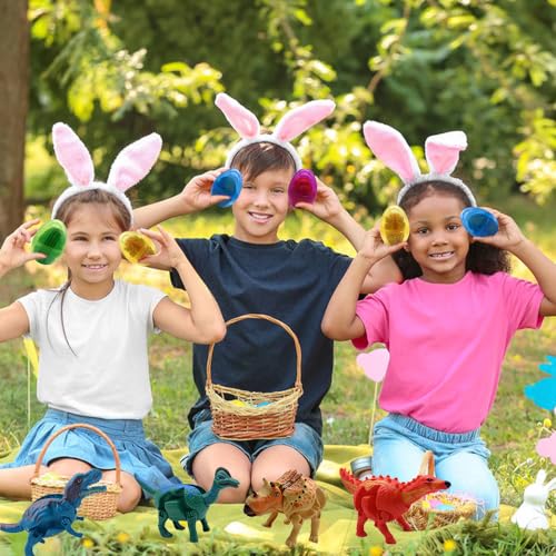 FUNKY WIZARD 4 Pack Dinosaur Easter Jumbo Princess Deformation Prefilled Easter Eggs with Toys, Easter Party Favors Gift for Girls Boys Toddlers Kids, Easter Basket Stuffers Fillers - style: dinosaur
