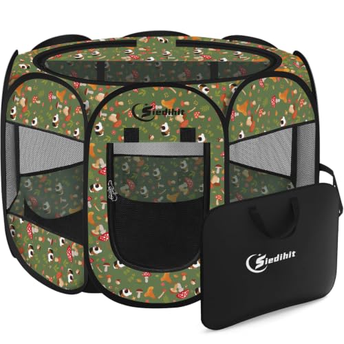 Siedihit Dog Cat Playpen, Puppy Pet Playpen Indoor for Small Dog | Crate Tent Cage Outdoor, Portable Pop Up Dogs Enclosure Kennel with Carrying Case for Dogs/Cats/Rabbits (Cottagecore, Small) - color: Cottagecore