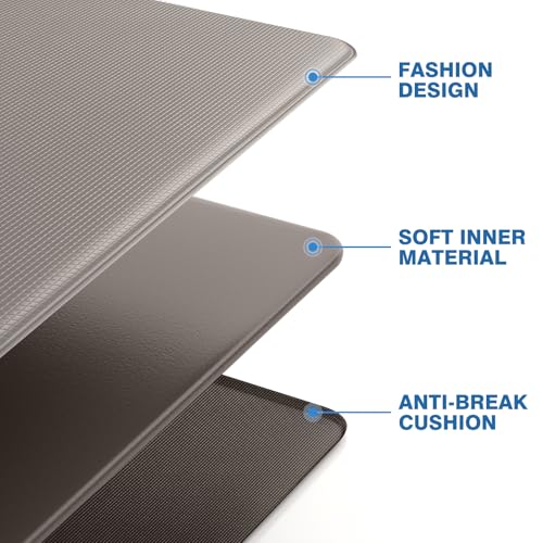 StepRite Kitchen Mats for Floor, 2-Piece Anti-Fatigue Kitchen Rugs, Khaki | 17.3" x 30" + 17.3" x 59", 0.47-inch cushioning, water-resistant, easy to clean, non-slip bottom, kitchen floor,standing desk - color: Khaki, size: 17.3" x 30"+17.3" x 59"-0.47 in