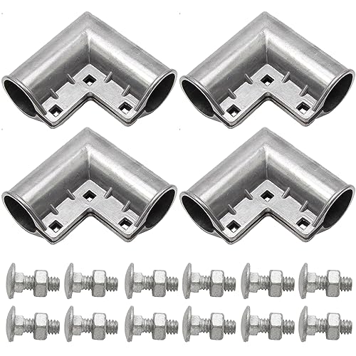 MDEOOSKY 4pcs Chain Link Fence Gate Corners Chain Link Gate Hardware Chain Link Fence Parts with 12pcs Bolts, Replacement for 1 3/8" X 1 3/8" Outdoor Diameter Pipe