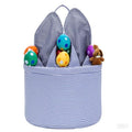 Easter Basket Seersucker Egg Hunt Bunny Baskets for Kids with Cute Rabbit Ears Stripe Storage Gifts Candies Personalized Easter Party Gifts… - color: Seersuck blue