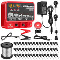 15.5J Electric Fence Charger Kit, 30 Mile 110VAC Plug-in Fence Charger with 50 Black Insulators, Socket Tool, 250 ft Aluminum Wire for Farm Fencing, Pasture Boundary Setup