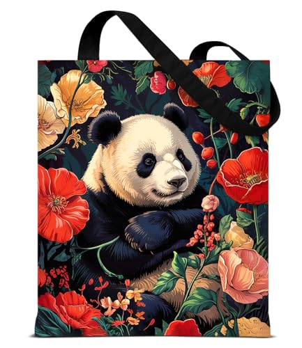 Vintage Botanical Animal Canvas Tote Bag for Women, Aesthetic Floral Animal Reusable Shoulder Bag for Shopping - color: 24