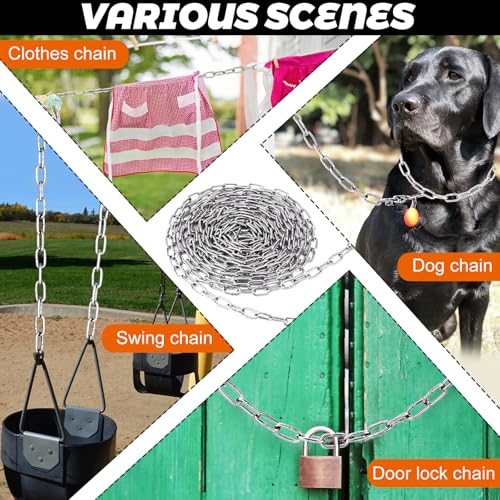 100ft 1/16" Jack Chain for Hanging Stainless Steel Metal Chain Link Silver Galvanized Light Chain Roll Small Light Duty Fixture Utility Chain for Bird Feeders, Overhead Lights, Flowerpots (1.5mm*30m)