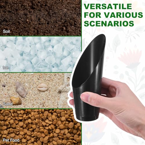 M METERXITY 3-Pack Bonsai Soil Scoops, Plastic Garden Soil Scoops Bucket Shovel Potting Scoopers for Transplanting/Flower Planting/Plant Succulent, Colorful Small Gardening Tools [Black] - color: Black