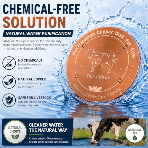 4 Pack 4 Inch Copper Disk for Cattle Water Trough, 99.9% Pure Copper Disc, 0.6mm Heavy Duty Water Purifier for Stock Tank, Horse Bowl, Poultry Fountain, Automatic Waterer Maintenance Kit