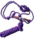 Majestic Ally Padded Beaded Nose Braided Rope Halter with 10' Matching Lead - Purple Full - color: Purple