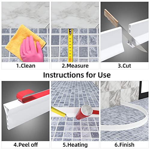 Raycity 3"H Shower Threshold Water Dam, Shower Water Guard, 74 Inch, White | Silicone Rubber Water Stopper for Walk in Shower, Water Barrier, Prevent Leaks, Suitable for Bathroom, Kitchen - color: White, style: 74 inch