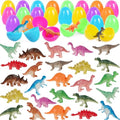 BAINFE 24Pack Easter Eggs with Dinosaur Toys Easter Basket Stuffers Easter Party Favors for Kids Easter Egg Hunt Filler Classroom Prizes