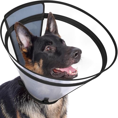 Dog Cone to Stop Licking, Clear Recovery Collar with Detachable Zipper, Sturdy Elizabethan Collar for Large Medium Small Dogs, Soft Adjustable Cone After Surgery Patented, Black S - color: Black, size: S(Neck: 10"-11.75")