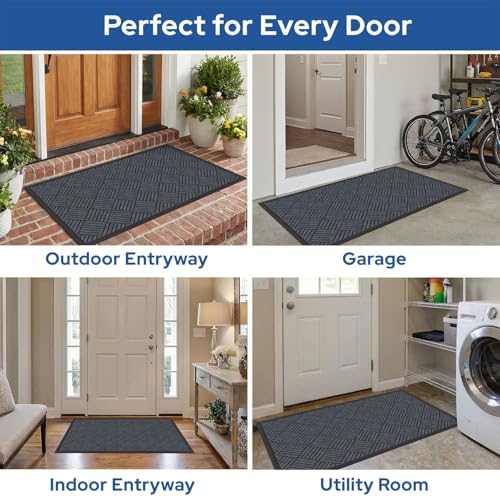 Barnyard Designs Premium Gray Non-Slip Door Mat (30" x 48", 2-Pack) | Heavy-Duty Entrance Rugs with Rubber Backing for Entryway, Patio, or Porch; Indoor and Outdoor; Set of 2 - size: 2'6" x 4'