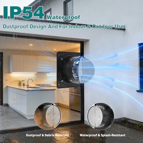 10 Inch Wall Mount Exhaust Fan, Metal Ventilation Fan with High Airflow, Suitable for Garage, Bathroom & Attic Spaces, Black - color: Black, size: 10inch