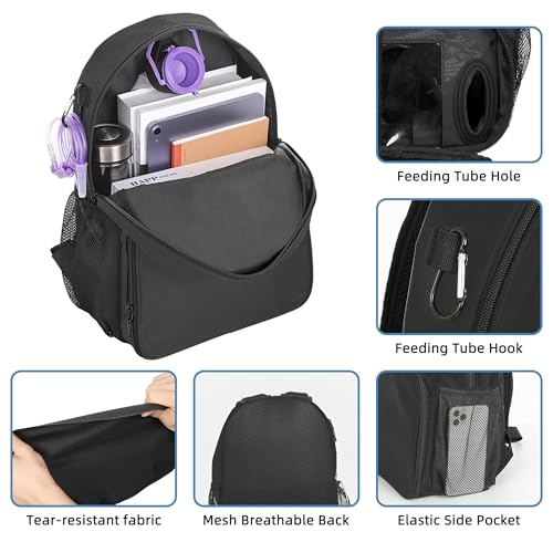 Feeding Tube Backpack for Feeding Tube G Tube J Tube GJ Tube Backpack - 13.7 Inch (500ml) Gtube Feeding Backpack Modified Enteral Feeding Pump Backpack for Teenagers/Adults (Black, Small) - color: Black, size: Small